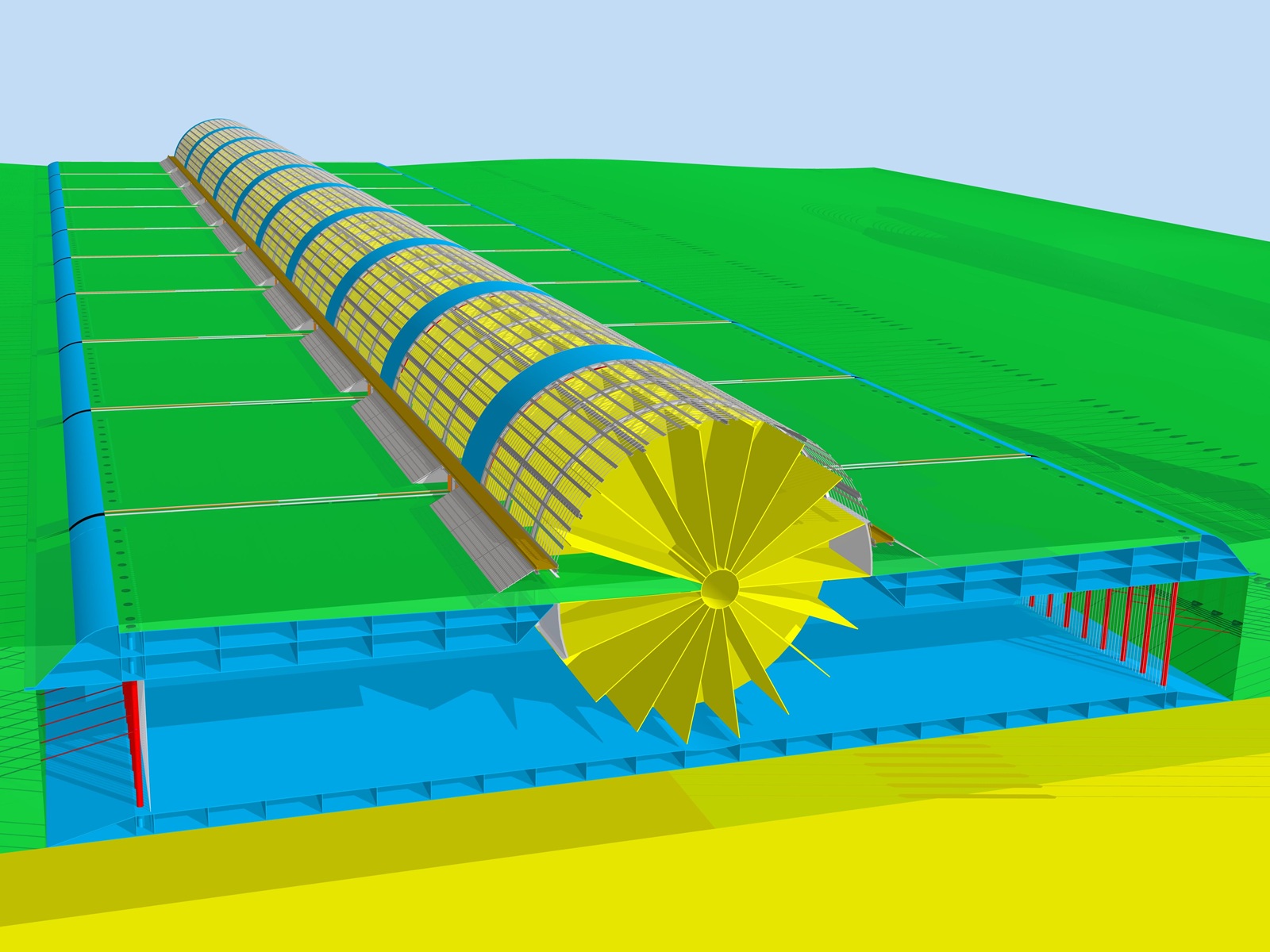 Cross-section illustration of the Pliosaur Energy turbine array